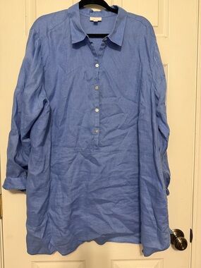 J. Jill Cornflower Blue Lightweight Button-Front Tunic